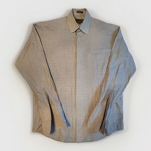 FUBU The Collection Dress Shirt Men 16 34/35 Grey Textured Long Sleeve Button Up